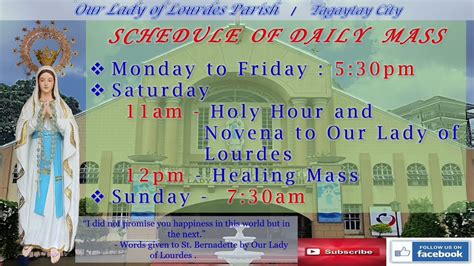 lourdes church retiro mass schedule